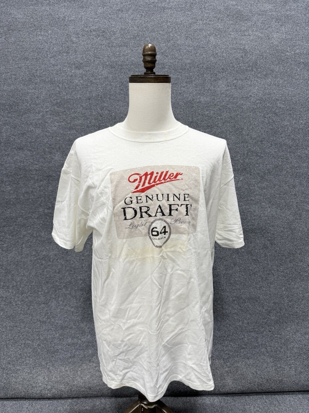 Miller Genuine Draft 64 Beer T Shirt XL White Graphic Tee MGD Distressed Logo